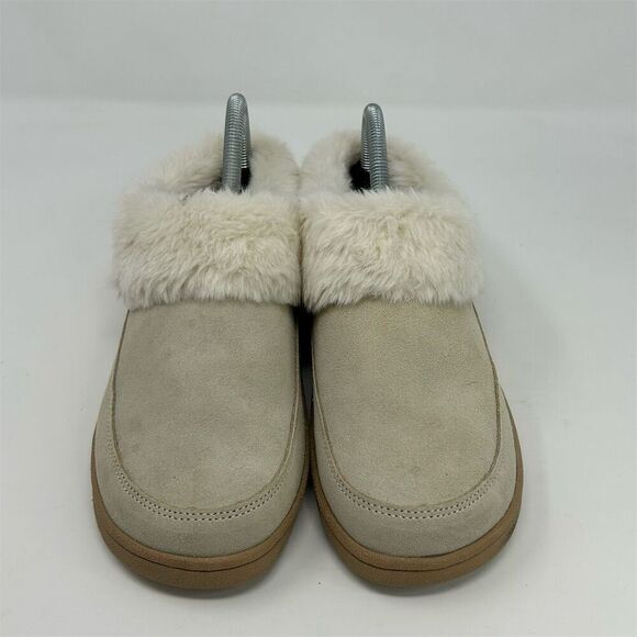 Clarks Women's Beige White Faux Fur Lined Clog Slippers Size 8 M Casual Slip On - Picture 5 of 13